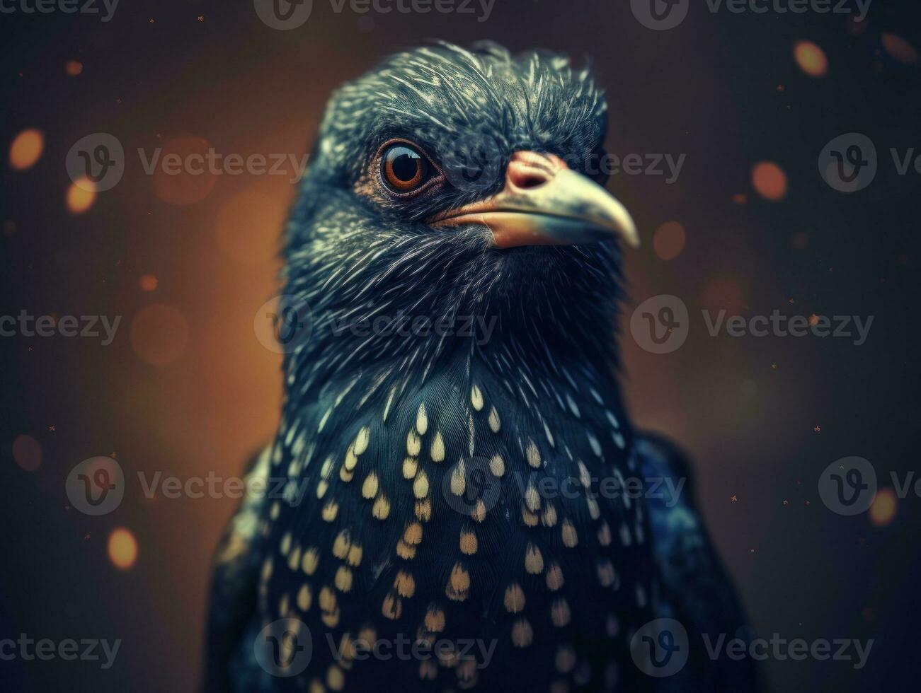 Starling bird portrait AI Generated photo