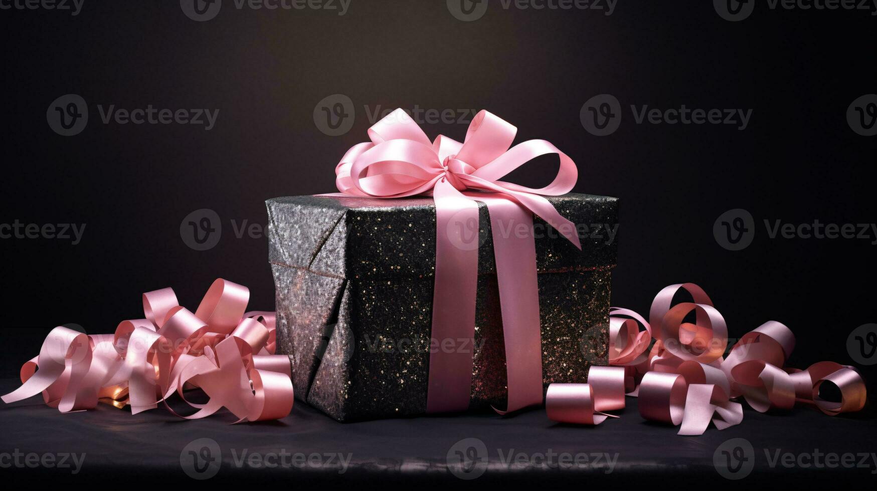 ai generative  Beautifully wrapped christmas gift, present in multiple colors with beautiful backgrounds to elevate them photo