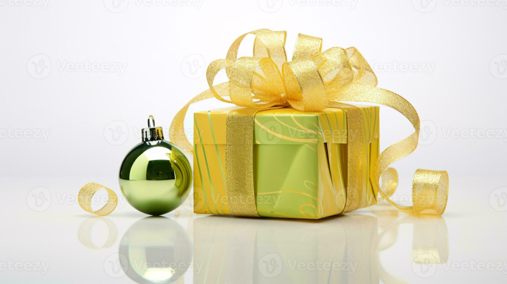 ai generative  Beautifully wrapped christmas gift, present in multiple colors with beautiful backgrounds to elevate them photo