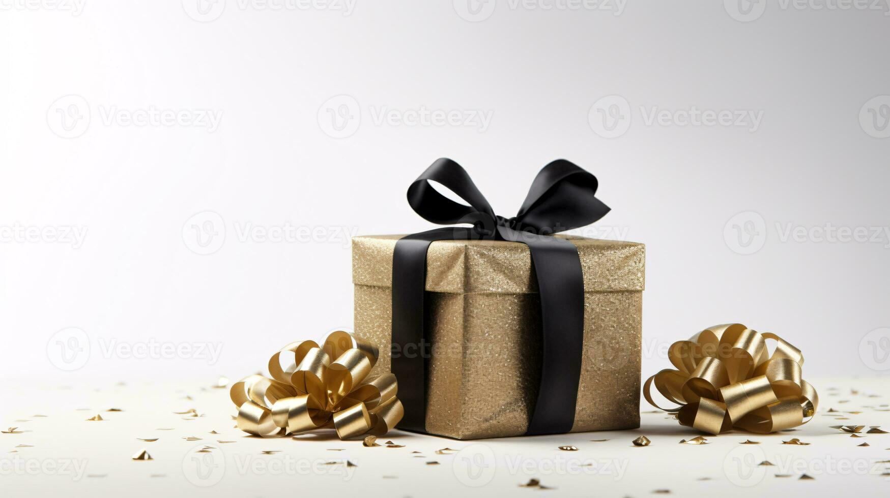 ai generative  Beautifully wrapped christmas gift, present in multiple colors with beautiful backgrounds to elevate them photo