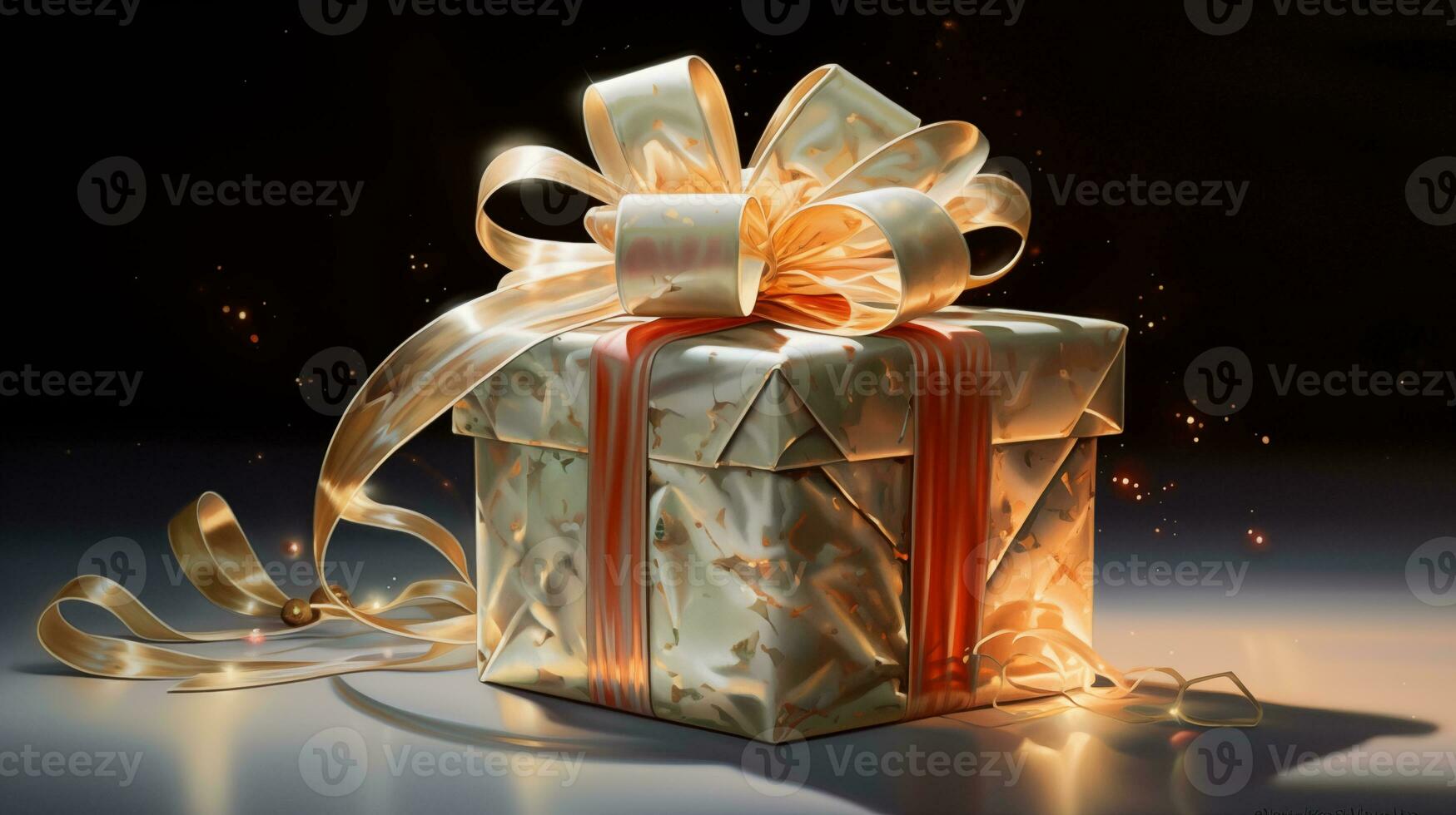 ai generative  Beautifully wrapped christmas gift, present in multiple colors with beautiful backgrounds to elevate them photo