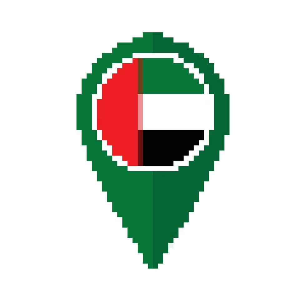 Flag of United Arab Emirates flag on map pinpoint pixel icon isolated vector