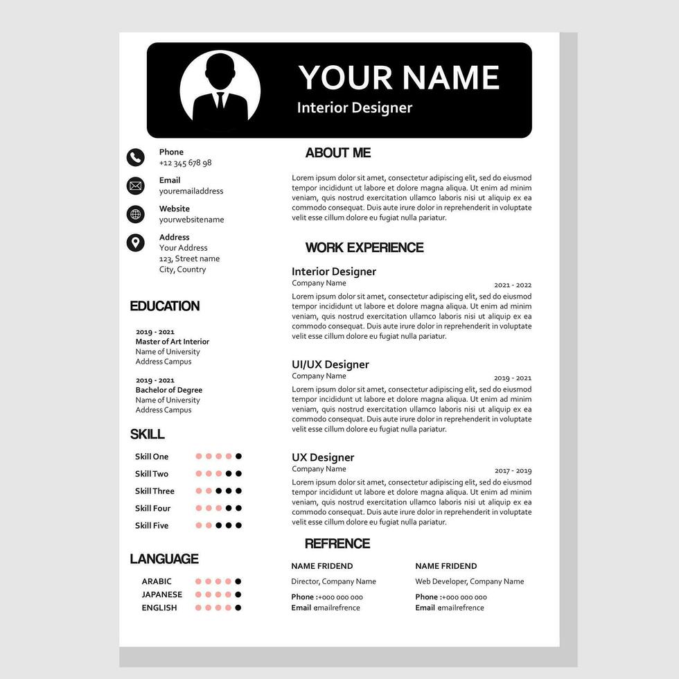 cv design with black color vector