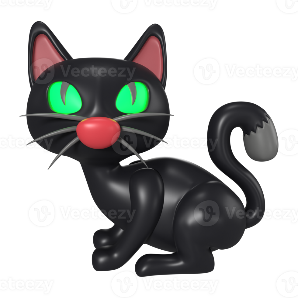 dia das Bruxas gato 3d ilustração ícone png