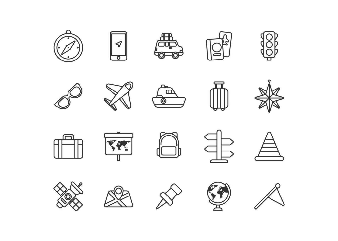 Map and travel icon collection, Holiday vector illustration