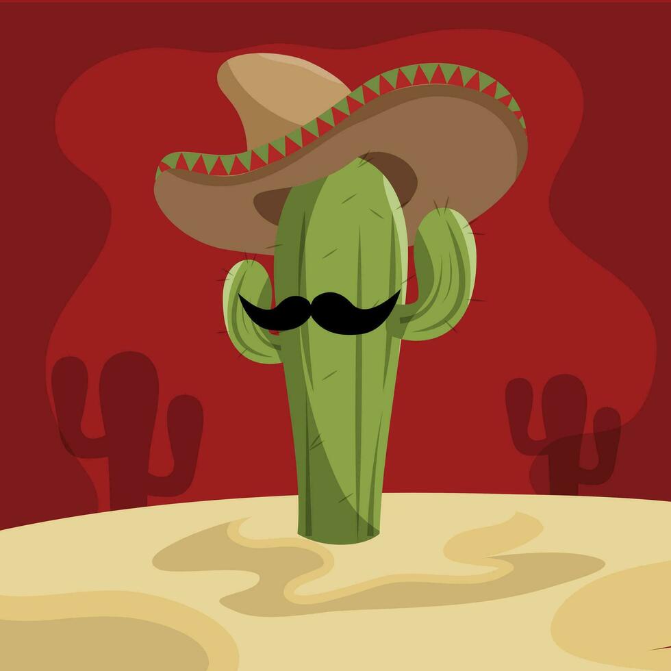 Background Vector illustration mascot cactus sombrero dessert template