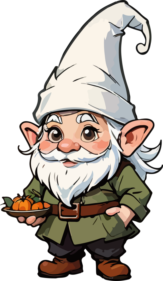 Thanksgiving Gnome Cartoon Mascot Design AI Generative png