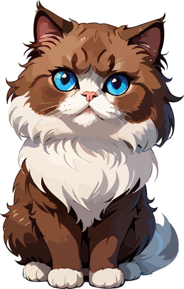 Fluffy Persian Cat Cartoon Graphic AI Generative png