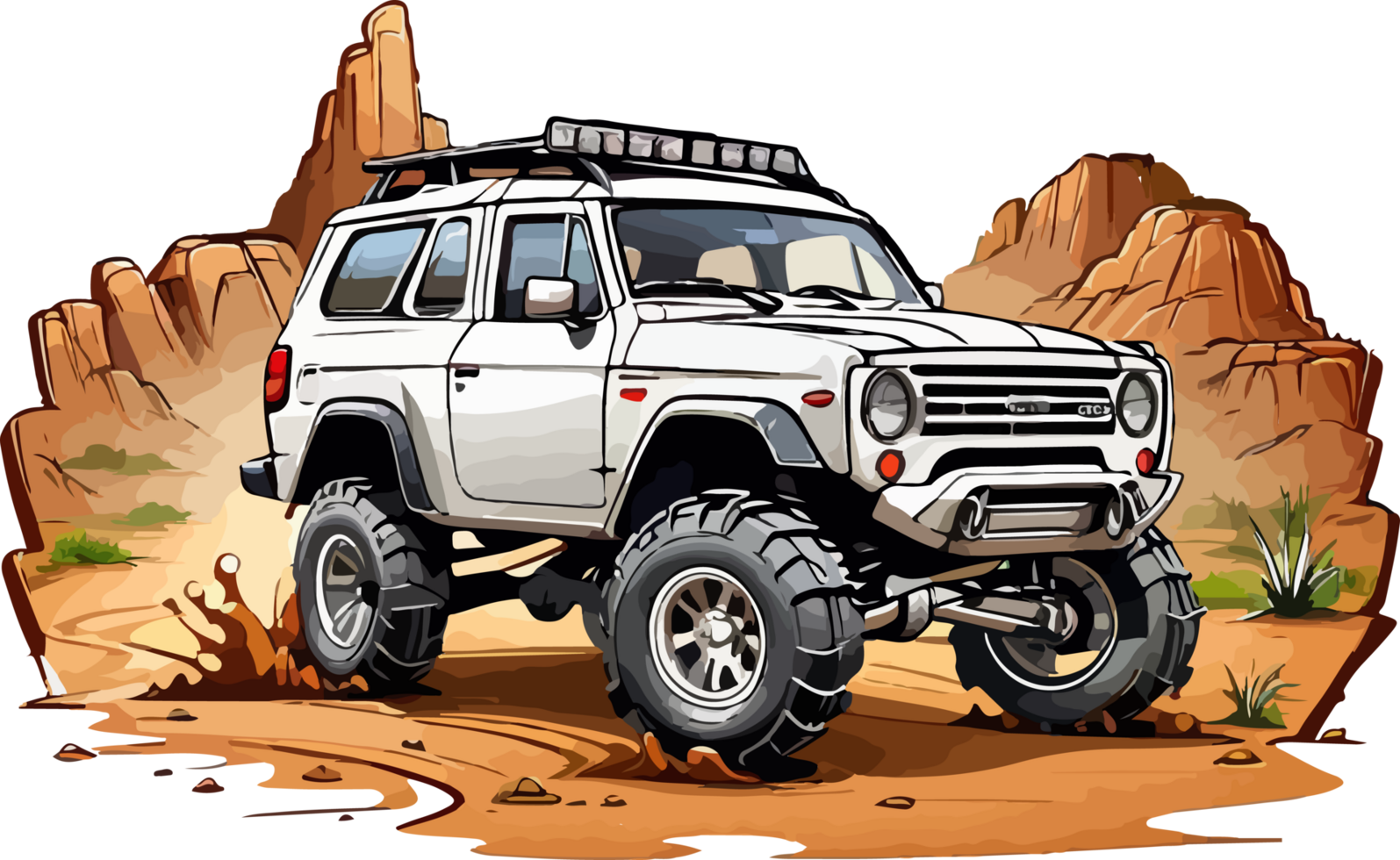 Off Road Car Cartoon Clipart AI Generative png