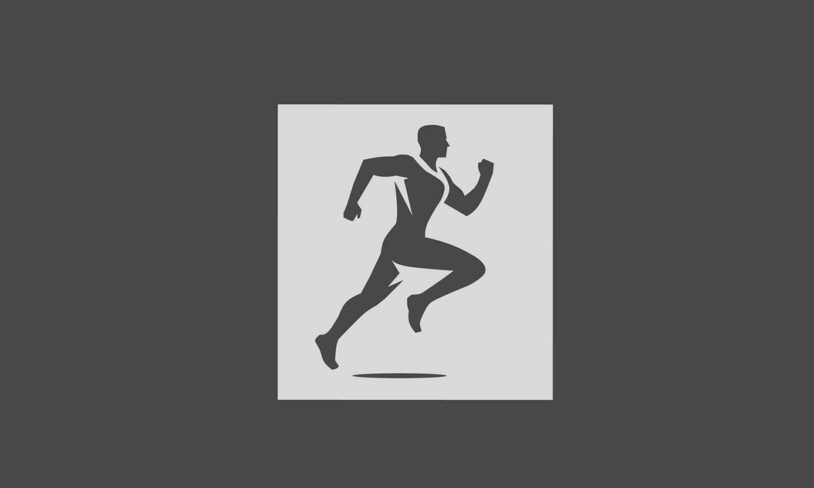 Logo design of a black silhouette of a person running forward showing the spirit of running to achieve a goal. The running person logo symbol expresses energy, joy and freedom. vector