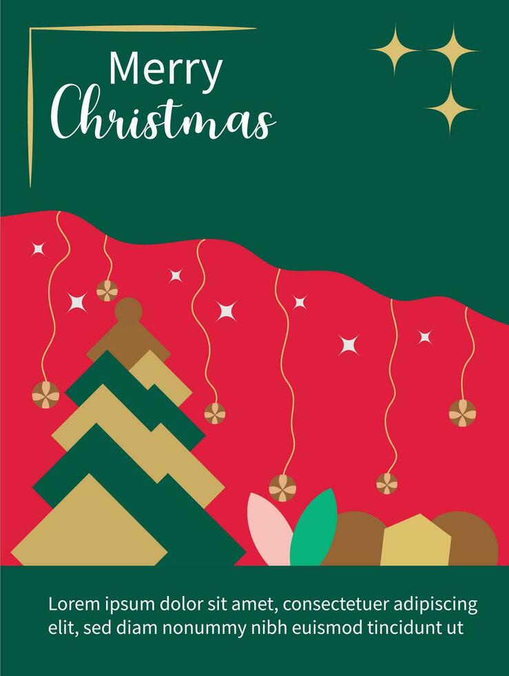 alegre Navidad saludo tarjetas, carteles, fiesta cubiertas, volantes, social medios de comunicación diseño en moderno minimalista geométrico estilo vector ilustración