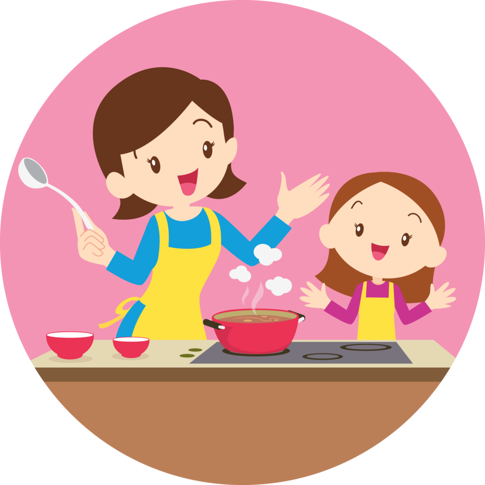 cute people cooking in the kitchen concept png