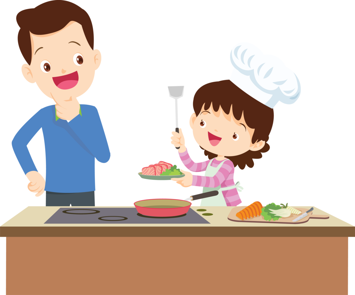 mignonne gens cuisine dans le cuisine concept png