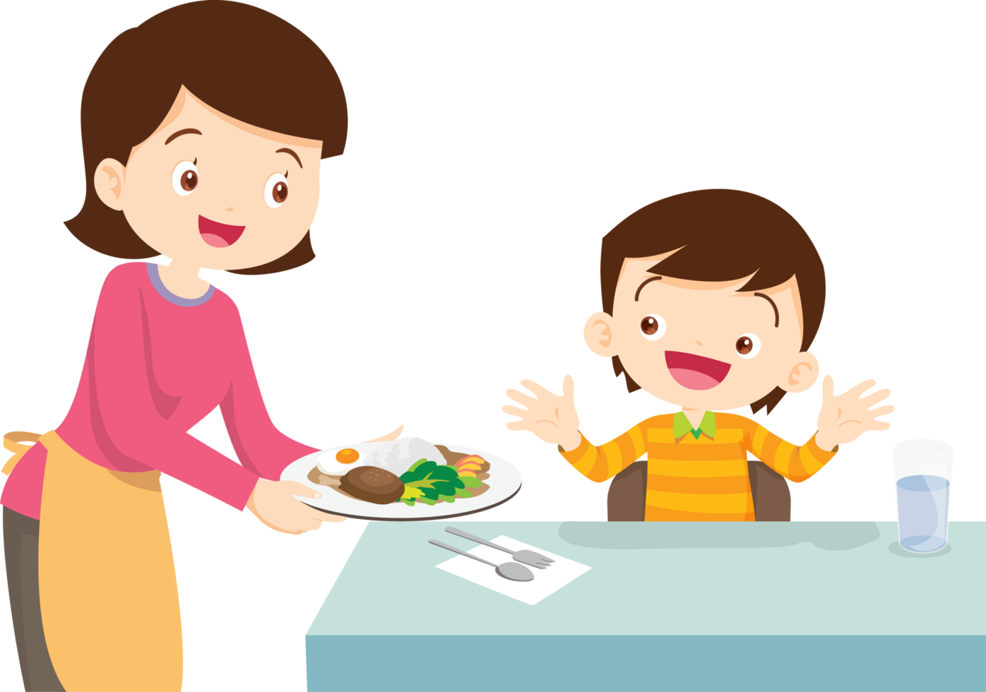 cute people cooking in the kitchen concept png