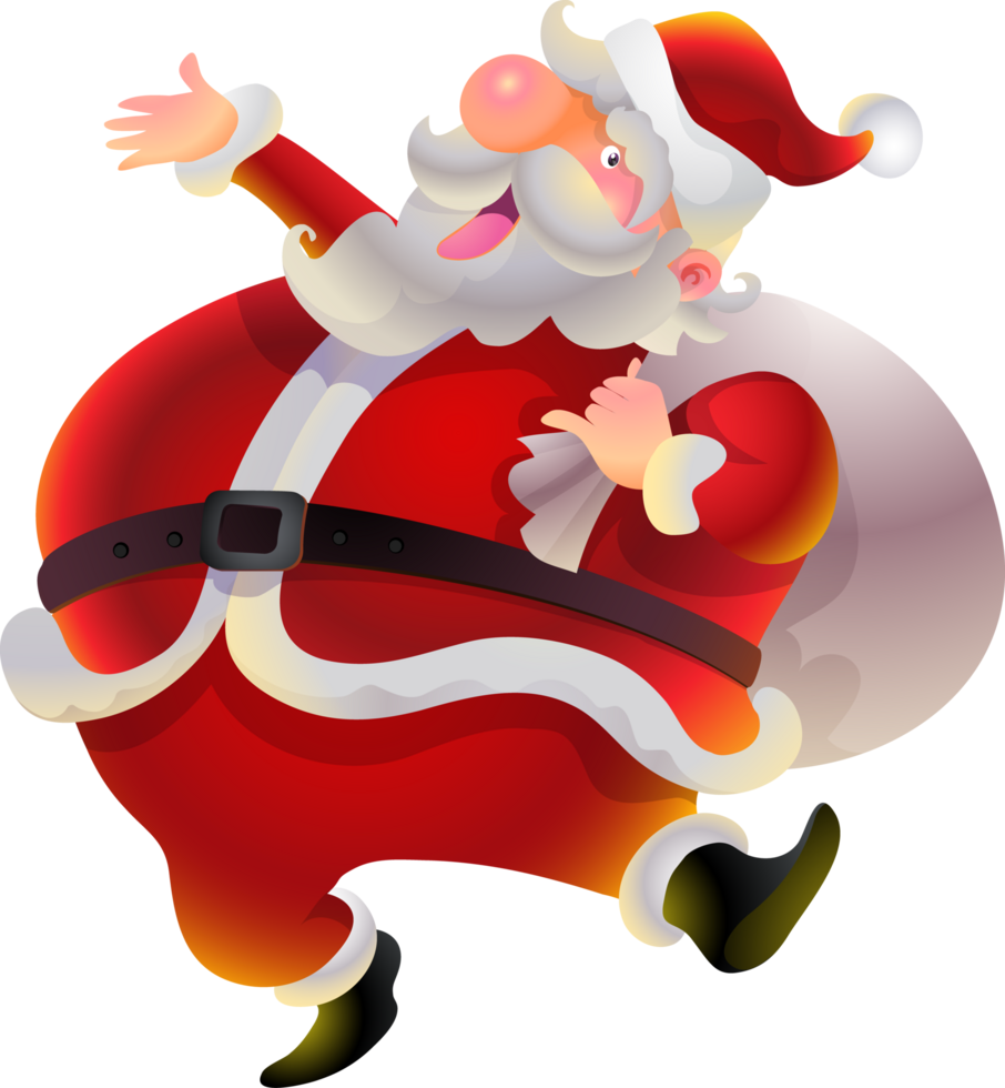 santa merry christmas cartoon character and element png