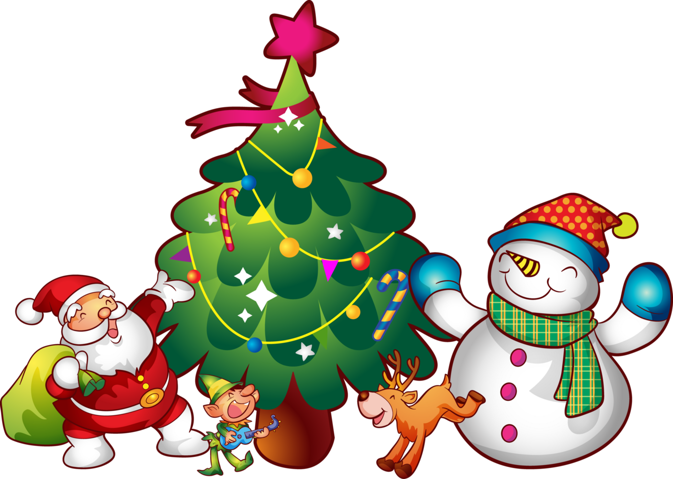 santa merry christmas cartoon character and element png