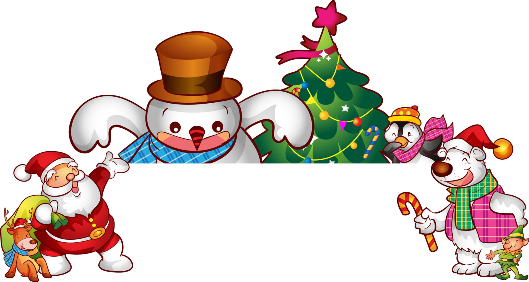 santa merry christmas cartoon character and element png