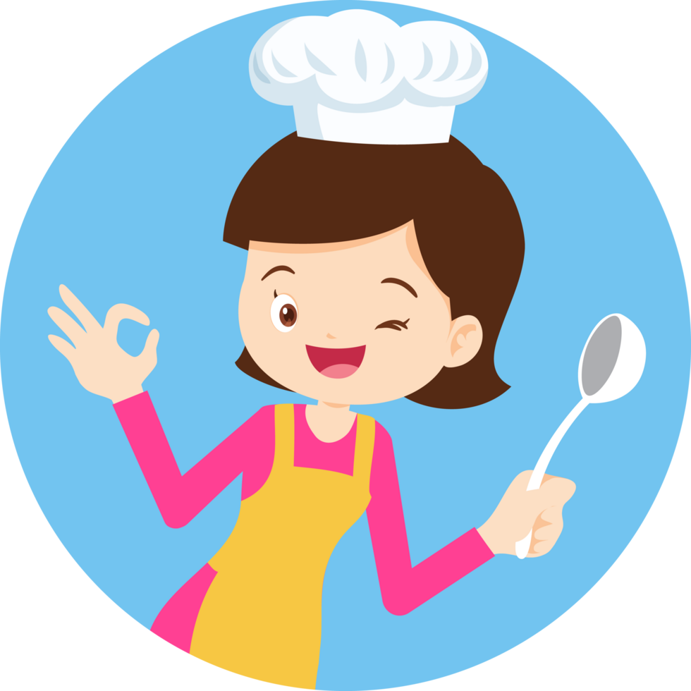 cute people cooking in the kitchen concept png