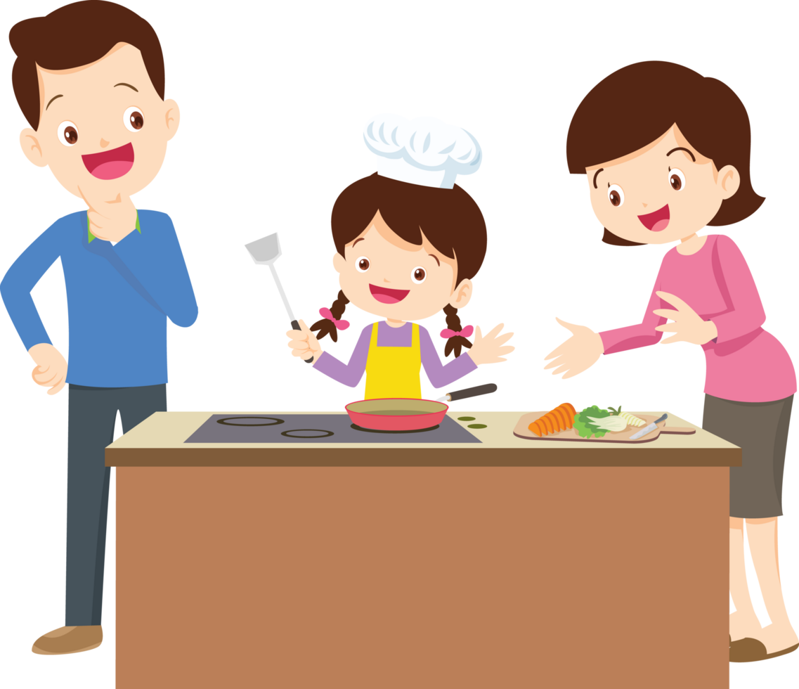 cute people cooking in the kitchen concept png