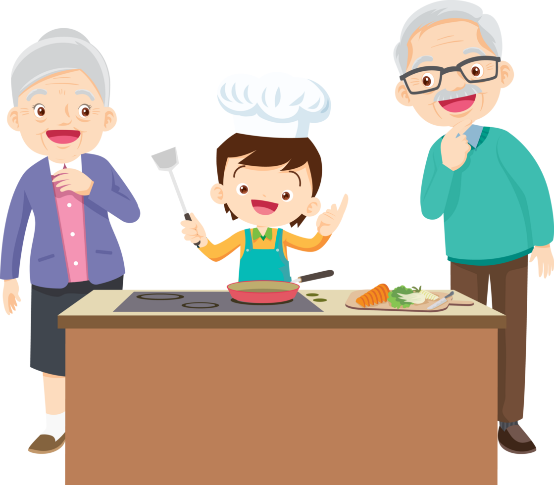 cute people cooking in the kitchen concept png