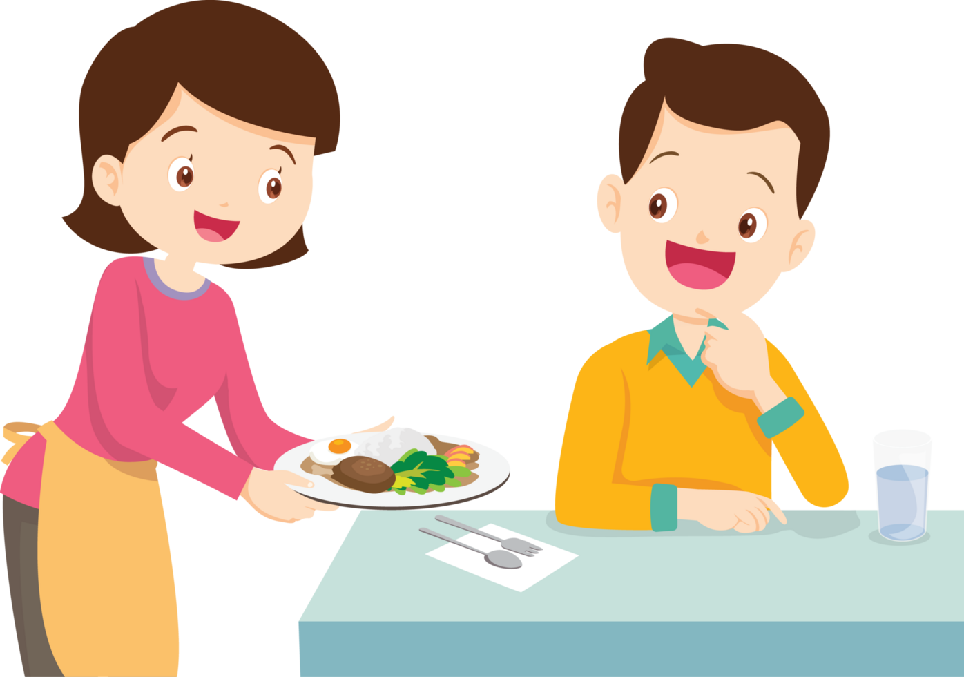 cute people cooking in the kitchen concept png