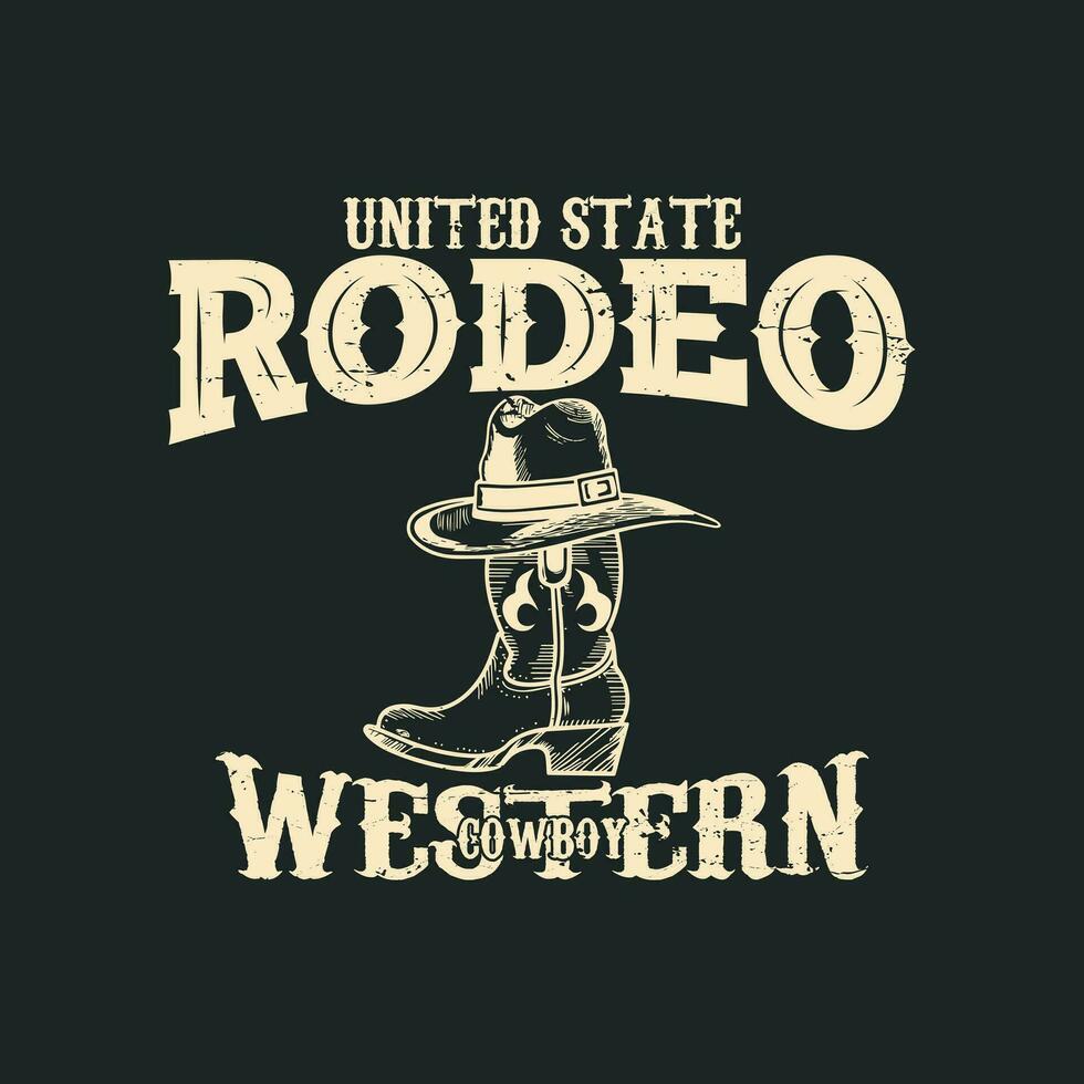 rodeo vaquero occidental t camisa diseño. Arizona rodeo vaquero caos Clásico mano dibujado ilustración t camisa diseño. Clásico sombrero y bota ilustración, vestir, t camisa diseño, occidental, Estados Unidos t camisa diseño vector