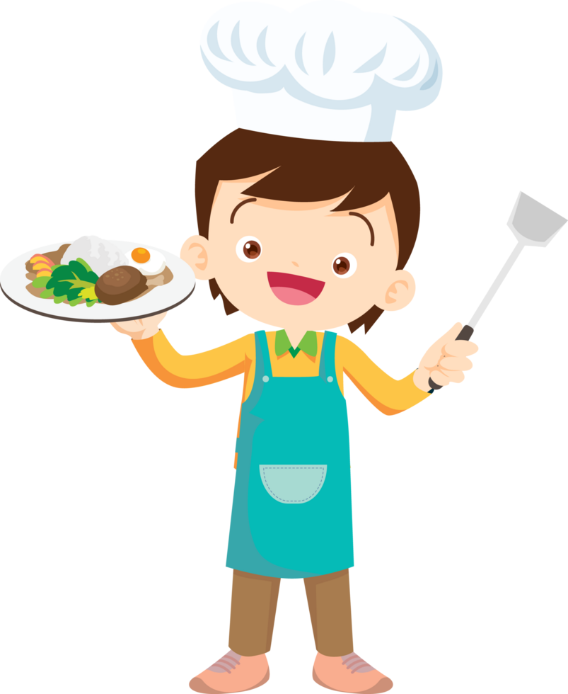 Cooking children boy Little kids making delicious food professional chef png