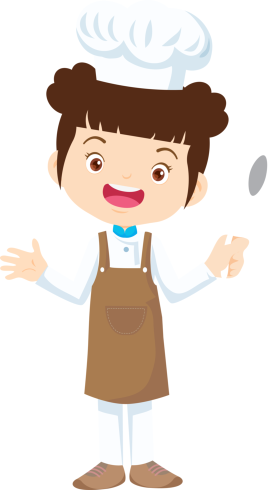 Cooking children girl Little kid making delicious food professional chef png