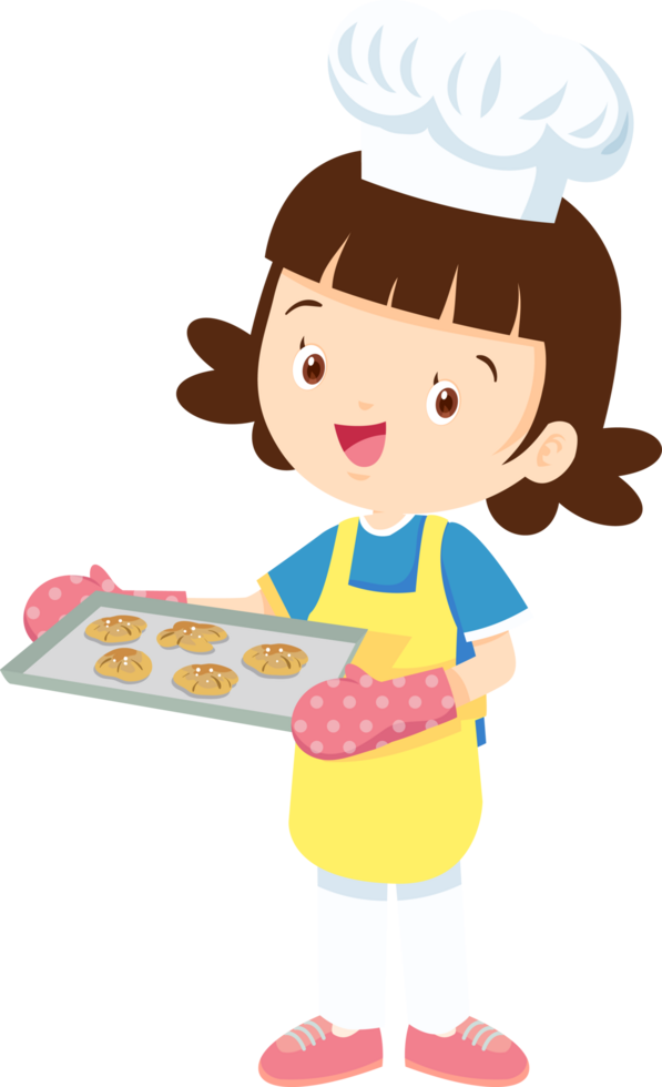 Cooking children girl Little kid making delicious food professional chef png