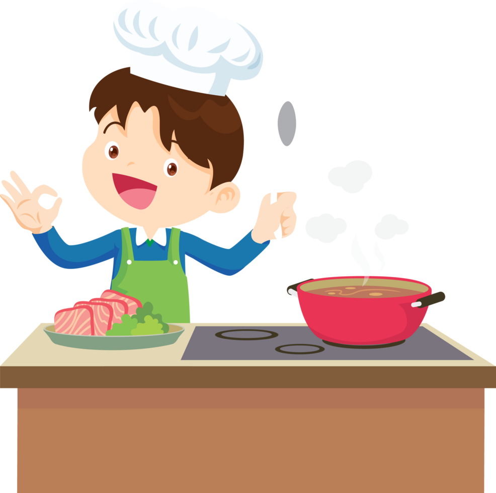 Cocinando niños chico pequeño niños haciendo delicioso comida profesional cocinero png