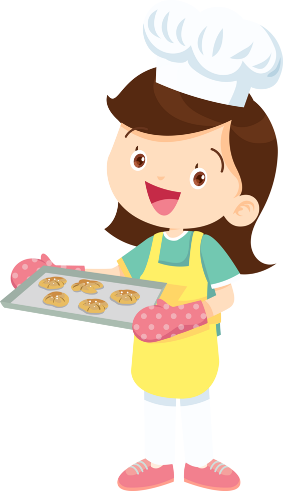 Cooking children girl Little kid making delicious food professional chef png