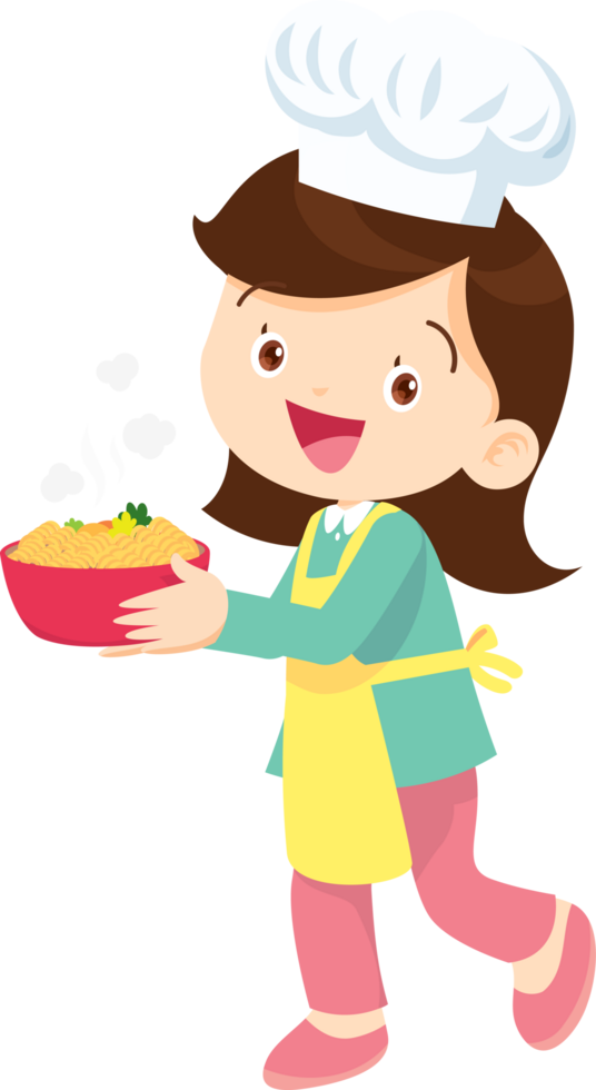 Cooking children girl Little kid making delicious food professional chef png