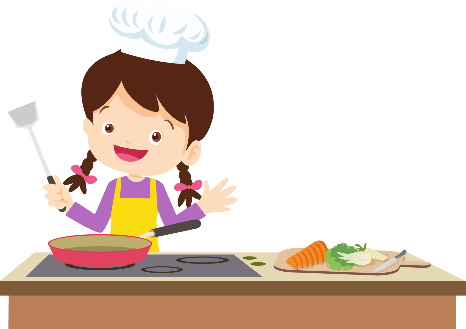 Cooking children girl Little kid making delicious food professional