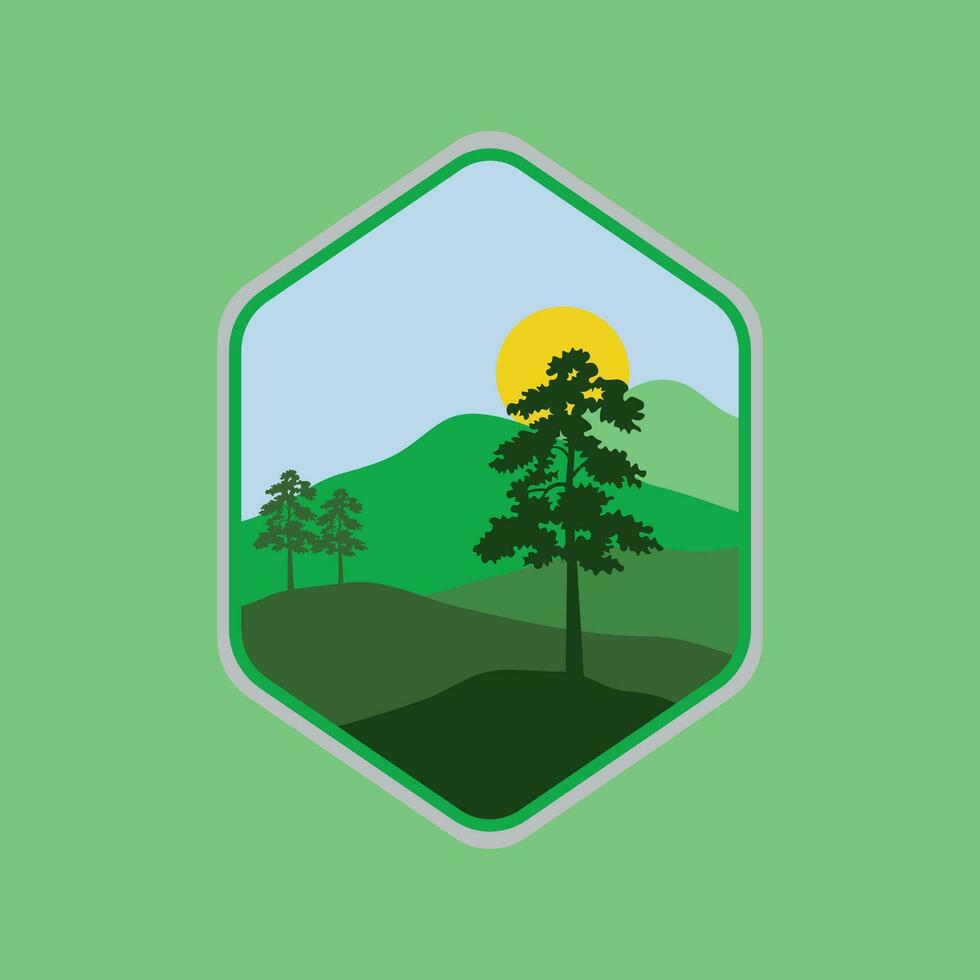 Illustrations of mountains and nature with minimalist designs are suitable for natural themes. vector