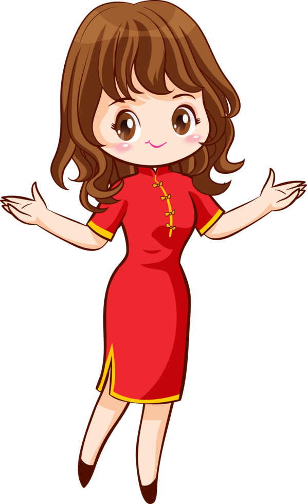 hermosa chino mujer personaje en tradicional estilo vestir png