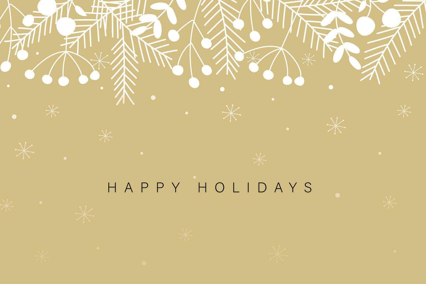 Festive winter background with snowflakes, branches and berries. vector