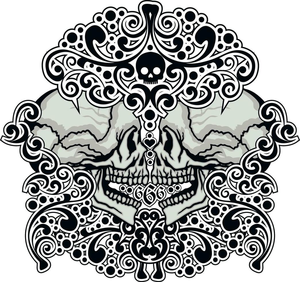 Signo gótico con calavera, camisetas de diseño vintage grunge vector