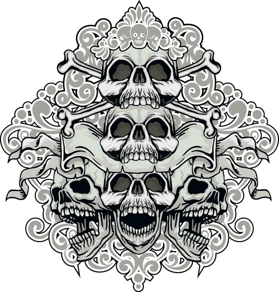 Signo gótico con calavera, camisetas de diseño vintage grunge vector