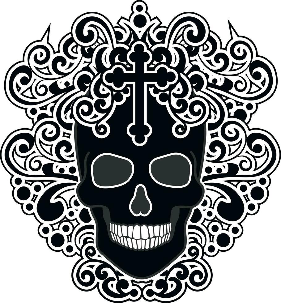 Gothic sign with skull, grunge vintage design t shirts vector