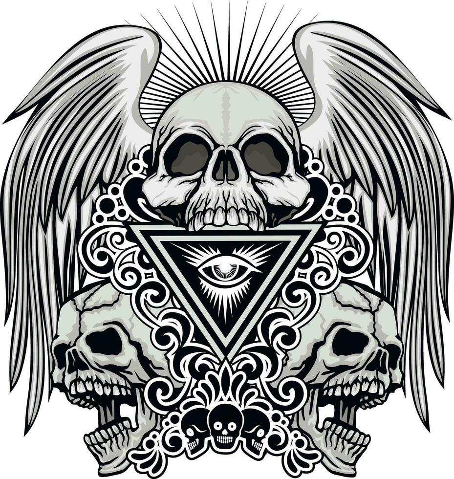 Gothic sign with skull, grunge vintage design t shirts vector