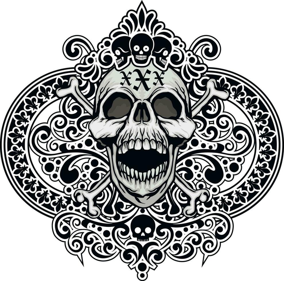 Signo gótico con calavera, camisetas de diseño vintage grunge vector