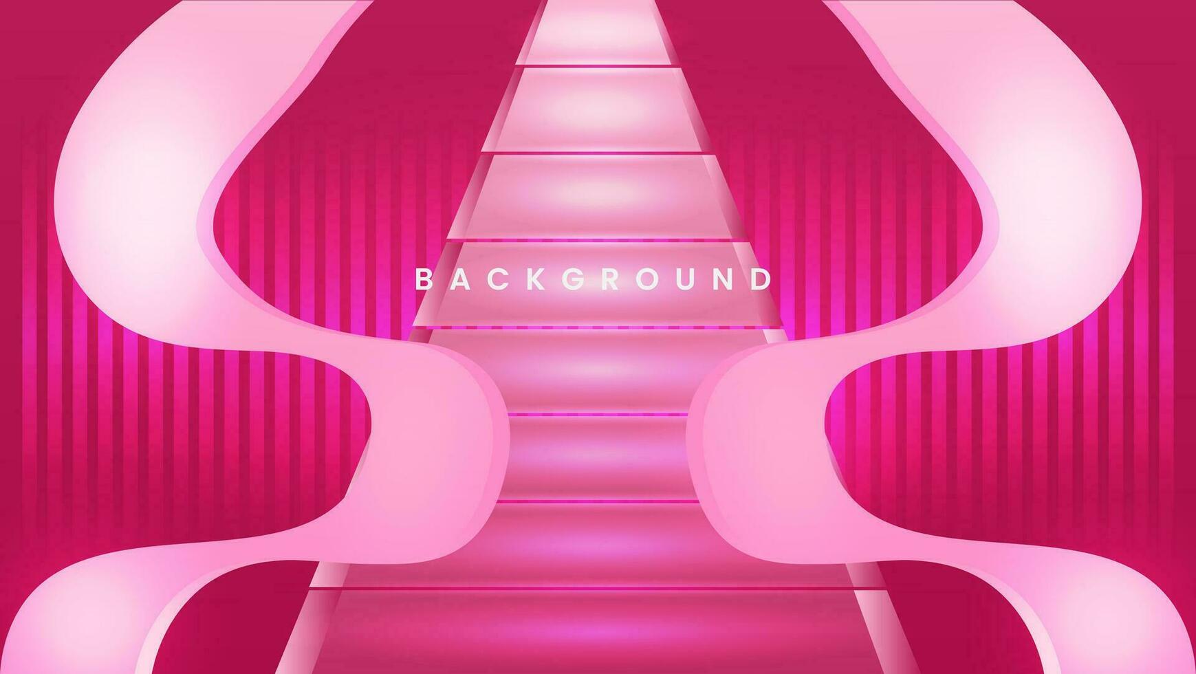 Pink background dynamic waves and stairs. Bright lines effect texture vector