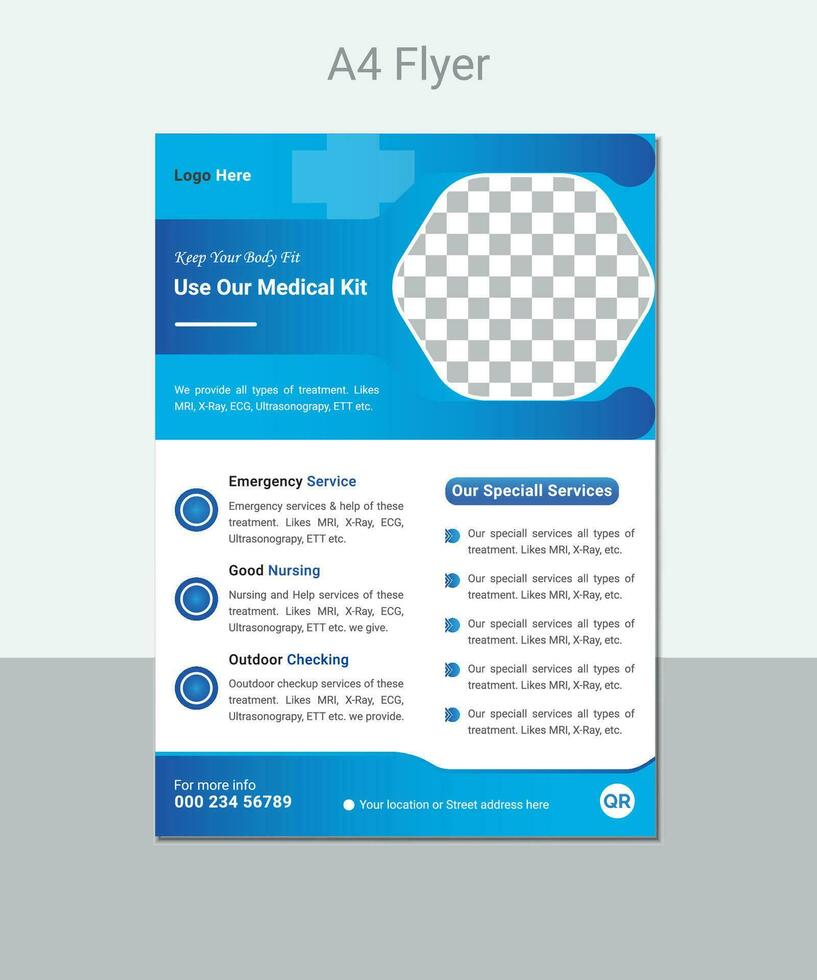 Medical Flyer Design Template. vector