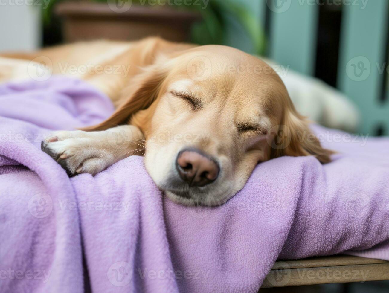 Serene dog enjoying a massage at a pet spa AI Generative photo