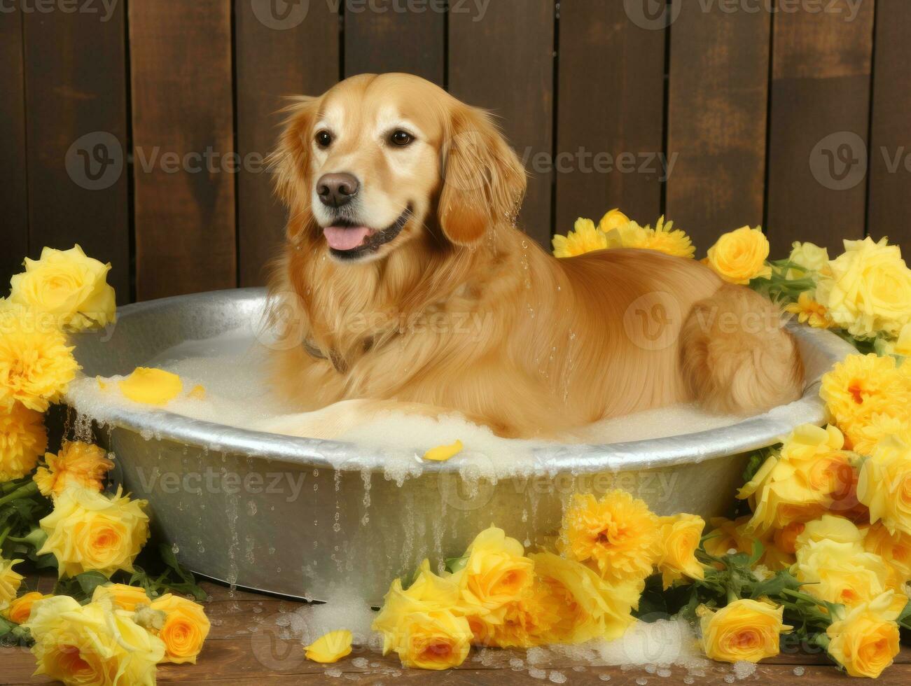 Serene dog enjoying a massage at a pet spa AI Generative photo
