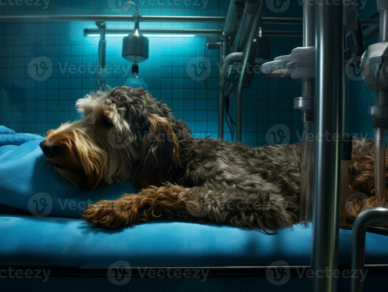 Serene dog enjoying a massage at a pet spa AI Generative photo