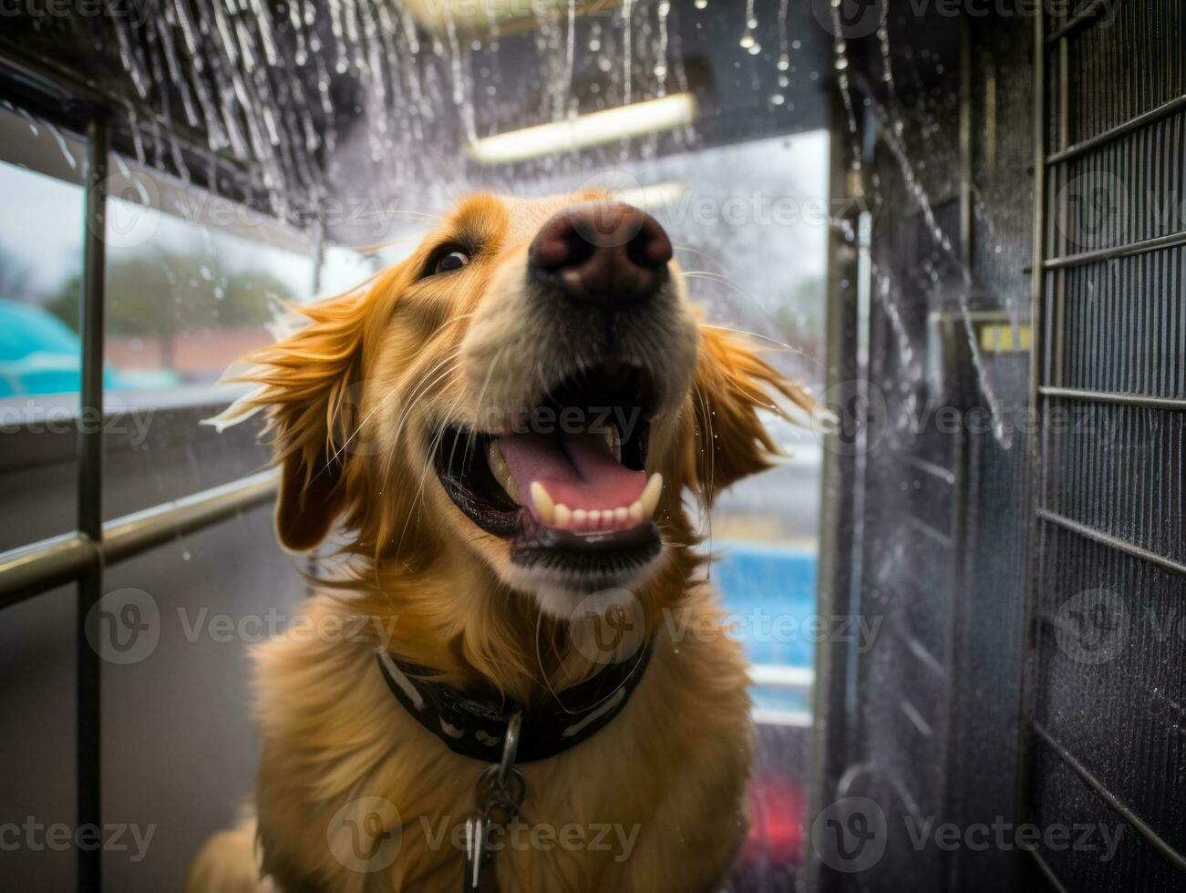 sereno perro disfrutando un masaje a un mascota spa ai generativo foto