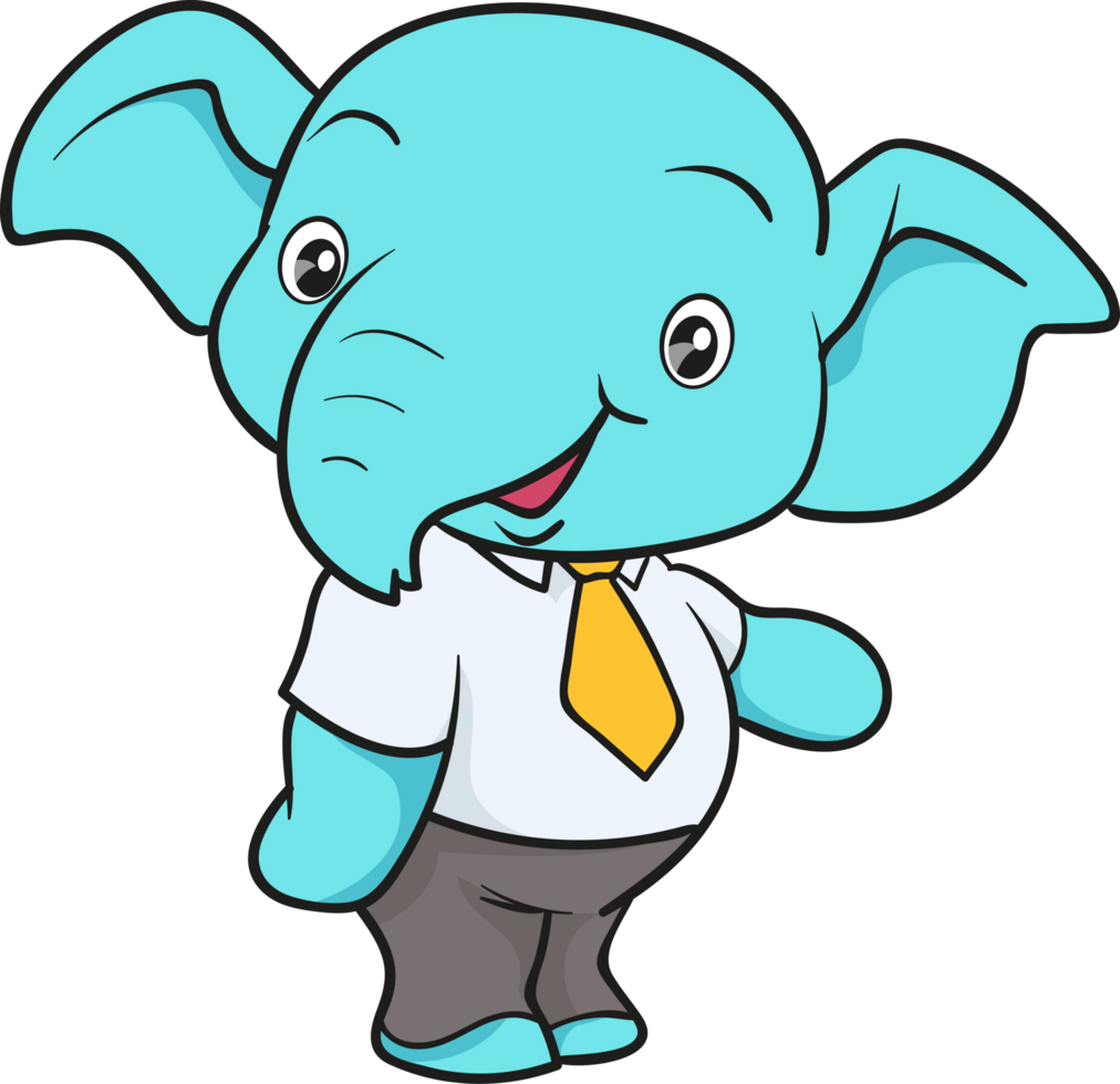 cute elephant cartoon mascot character png