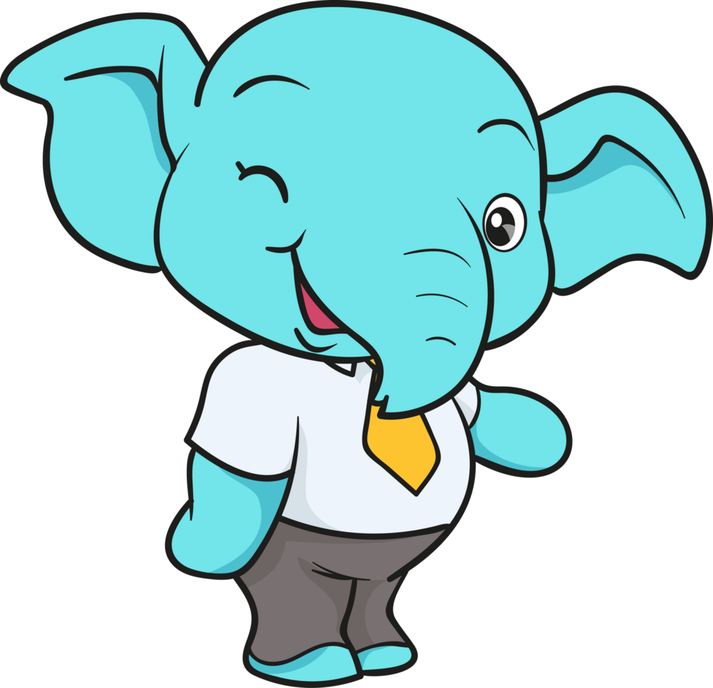 cute elephant cartoon mascot character png