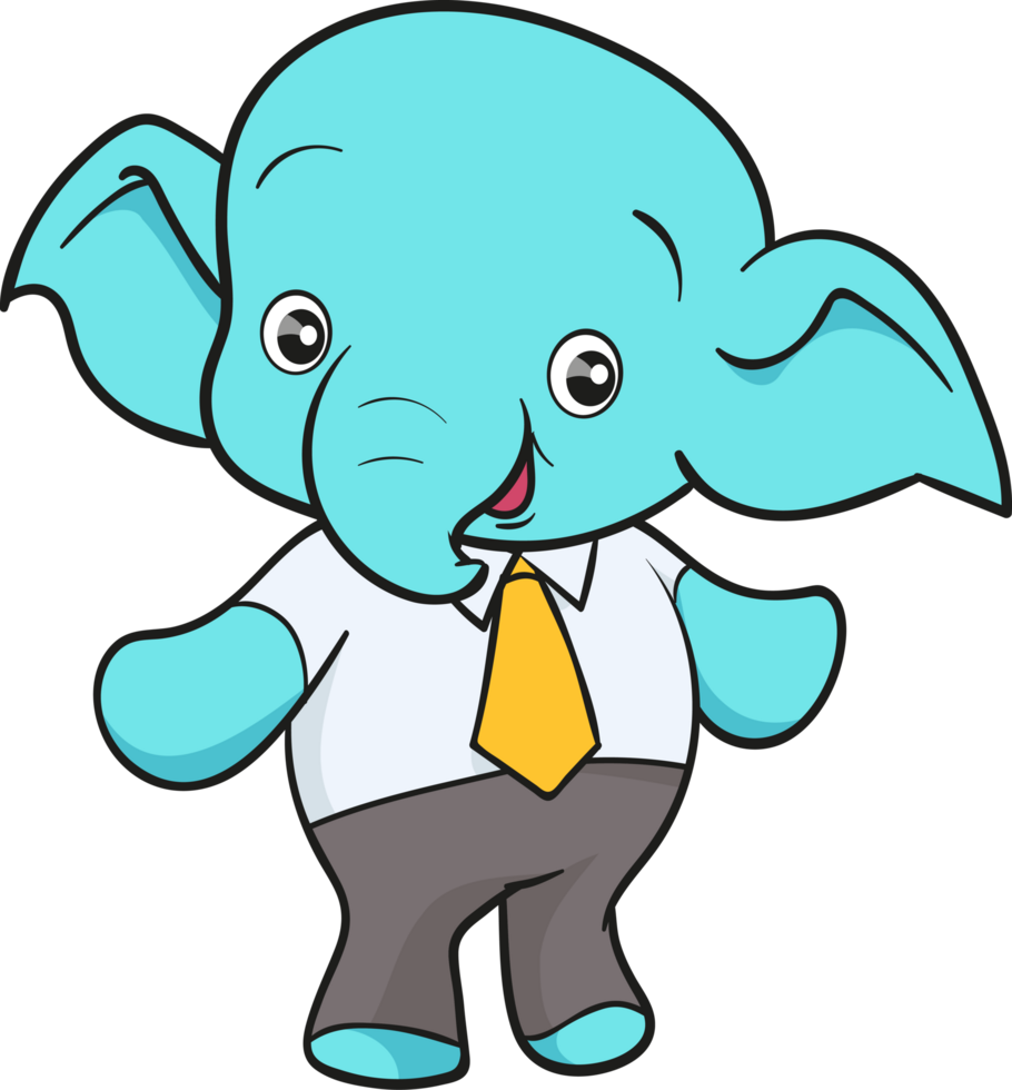 cute elephant cartoon mascot character png